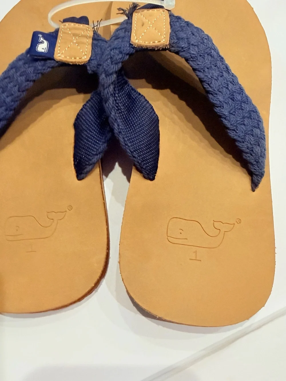 Vineyard Vines Kids Navy Braided Strap Flip Flops